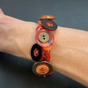 Vintage Plastic Bangle Bracelet, Buttons, Retro, Boho